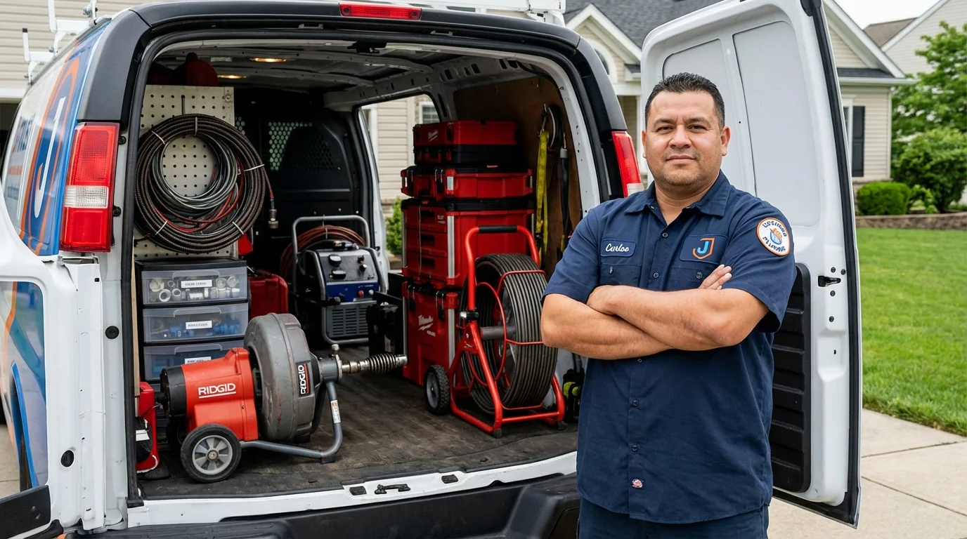 Professional drain cleaning equipment and Johns Plumbing LLC plumber in Warroad