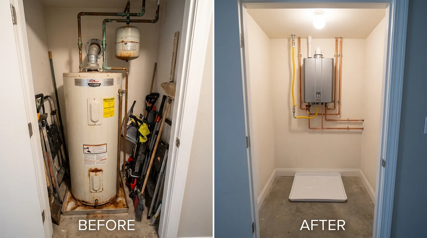 Tank water heater versus wall-mounted tankless unit comparison for Warroad, MN homeowners